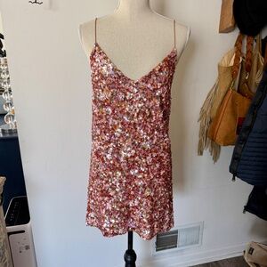 ASHISH Sequin Pink Gold Mini Dress XS